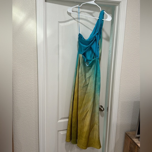 ZARA- ASYMMETRICAL SATIN EFFECT TIE DYE DRESS- M - Picture 3 of 4